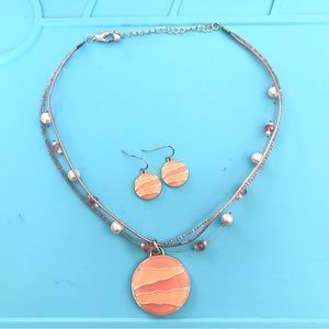 Pink & Peach Necklace & Earrings